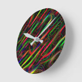 Neon Multicolored Lines Runde Wanduhr (Winkel)