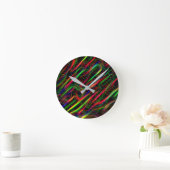 Neon Multicolored Lines Runde Wanduhr (Zuhause)