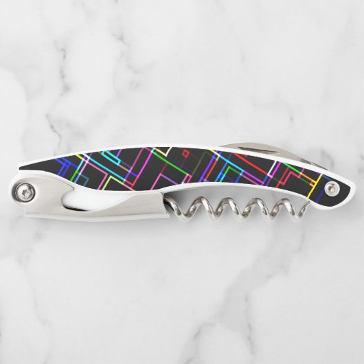 Neon Multicolored Strike Line Muster - COOL Kellnermesser (Vorderseite)