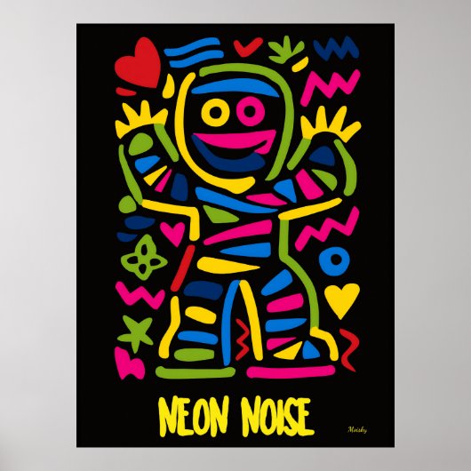 Neon Mummy Poster - Pop Art Halloween Charakter (Vorne)