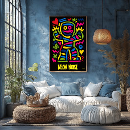 Neon Mummy Poster - Pop Art Halloween Charakter