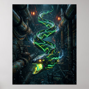 Neon-Muränen-Aal-Stromleitungsdruck Poster