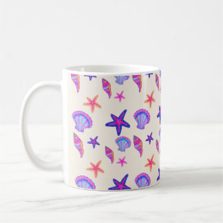 Neon-Muschel-Mermaidcore-Nahtloses Muster Kaffeetasse