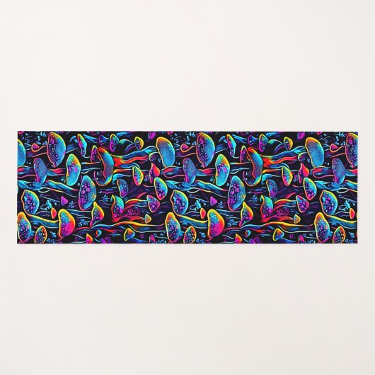 Neon Mushroom Vibes - Biolumineszenz Groove Yogamatte (Vorderseite (Horizontal))