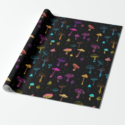 Neon Mushroom Wrapping Paper Geschenkpapier (Ungerollt)