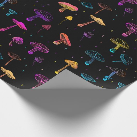 Neon Mushroom Wrapping Paper Geschenkpapier (Ecke)