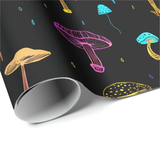 Neon Mushroom Wrapping Paper Geschenkpapier (Rolleneckpunkt)