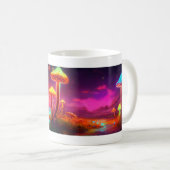 Neon Mushrooms: Psychedelic Glow Tasse Design (VorderseiteRechts)