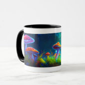 Neon Mushrooms: Psychedelic Glow Tasse Design (Vorderseite Links)