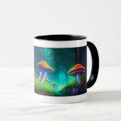 Neon Mushrooms: Psychedelic Glow Tasse Design (VorderseiteRechts)