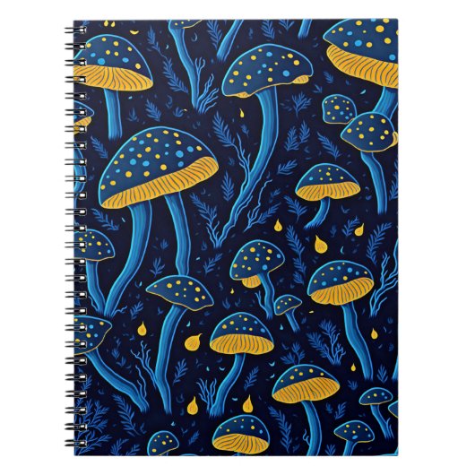 Neon Mushrooms Retro-Notebook Notizblock (Vorderseite)