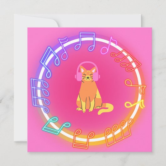 Neon Music Cat Card (Vorderseite)