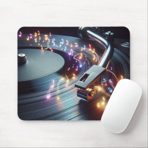 Neon Musical Notes, die aus der Turntable stammen Mousepad