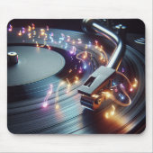 Neon Musical Notes, die aus der Turntable stammen Mousepad (Vorne)