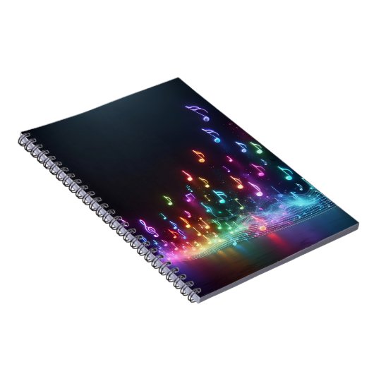 Neon Musical Notes Notizblock (Rechte Seite)