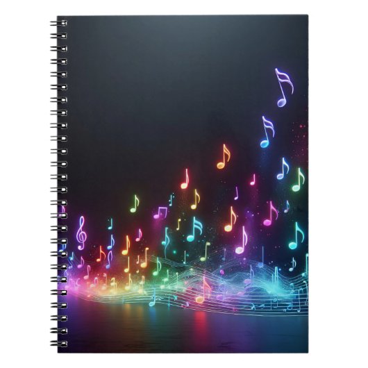 Neon Musical Notes Notizblock (Vorderseite)