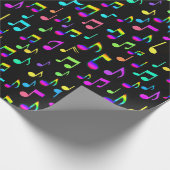 Neon Musical Notes on Black Geschenkpapier (Ecke)