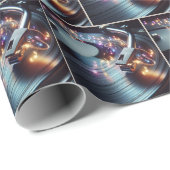 Neon Musical Notes on Turntable Geschenkpapier (Rolleneckpunkt)