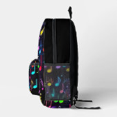 Neon Musiknoten auf schwarz Bedruckter Rucksack (Rechts)