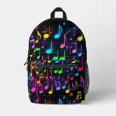 Neon Musiknoten auf schwarz Bedruckter Rucksack (Vorderseite)