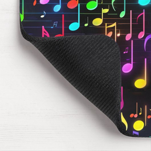 Neon Musiknoten auf schwarz Mousepad (Ecke)