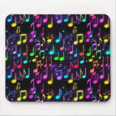 Neon Musiknoten auf schwarz Mousepad (Vorne)