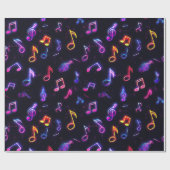 Neon Musiknotens Wrapping Paper Geschenkpapier (Flach)