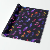 Neon Musiknotens Wrapping Paper Geschenkpapier (Ungerollt)