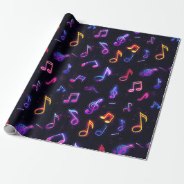Neon Musiknotens Wrapping Paper Geschenkpapier