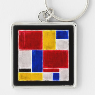 Neon-Muster Mondrian Schlüsselanhänger