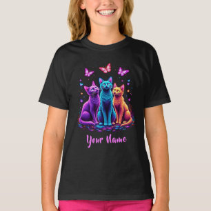 Neon-Mystik-Katzen – Maßgeschneiderter Name Psyche T-Shirt