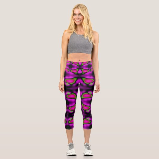 Neon-Nächte Capri Leggings (Vorderseite)