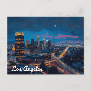 Neon-Nächte in der Skyline von Los Angeles Postkarte