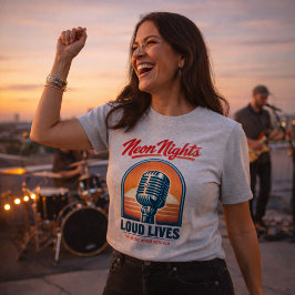Neon-Nächte Laute Leben Rock – Vintage-Americana T-Shirt