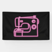 Neon Nähmaschine Zeichen Rosa Banner (Horizontal)