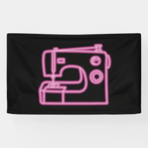 Neon Nähmaschine Zeichen Rosa Banner