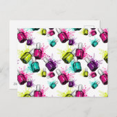 Neon Nail Polnisches Muster Feiertagspostkarte (Vorne/Hinten)