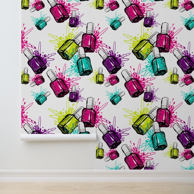 Neon Nail Polnisches Muster Tapete (Anwendung)