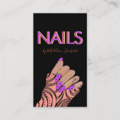 Neon Nail Tech Triple Lettering Hands  Visitenkarte (Vorderseite)