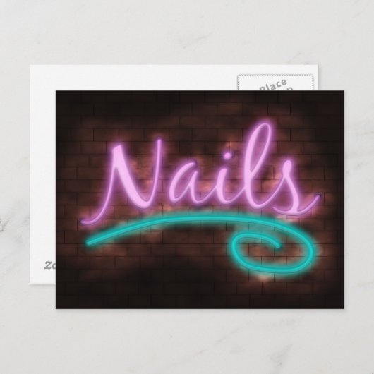 Neon Nails Sign Postkarte (Vorne/Hinten)