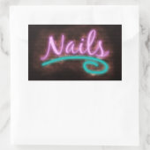 Neon Nails Sign Rechteckiger Aufkleber (Tasche)