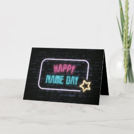 Neon Name Day Marquee on Brick Karte