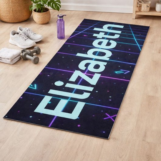 Neon Name Retro 80er  Yogamatte