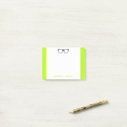 Neon Nerdy Black Glasses Custom Post-It Klebezettel (Auf Schreibtisch)