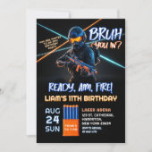 Neon Nerf Battle Dart Gun Game Birthday Boy Einladung (Vorderseite)