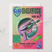 Neon Nerf Battle Dart Gun Game Birthday Boy Einladung (Vorderseite)