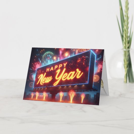 Neon New Year Reklametafeln Feiertagskarte (Vorderseite)