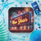 Neon New Year Reklametafeln Pappteller (Party)