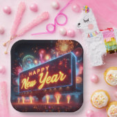 Neon New Year Reklametafeln Pappteller (Party)
