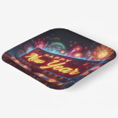 Neon New Year Reklametafeln Pappteller (Gewinkelt)